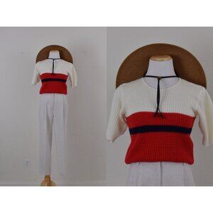 Vintage 80s‎ Acrylic Striped Knit Blouse